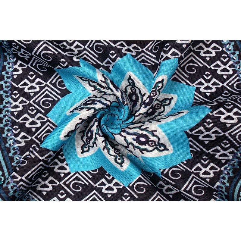 Spring and Autumn Women's Ethnic Style Printed Long-sleeved V-neck Casual Dress