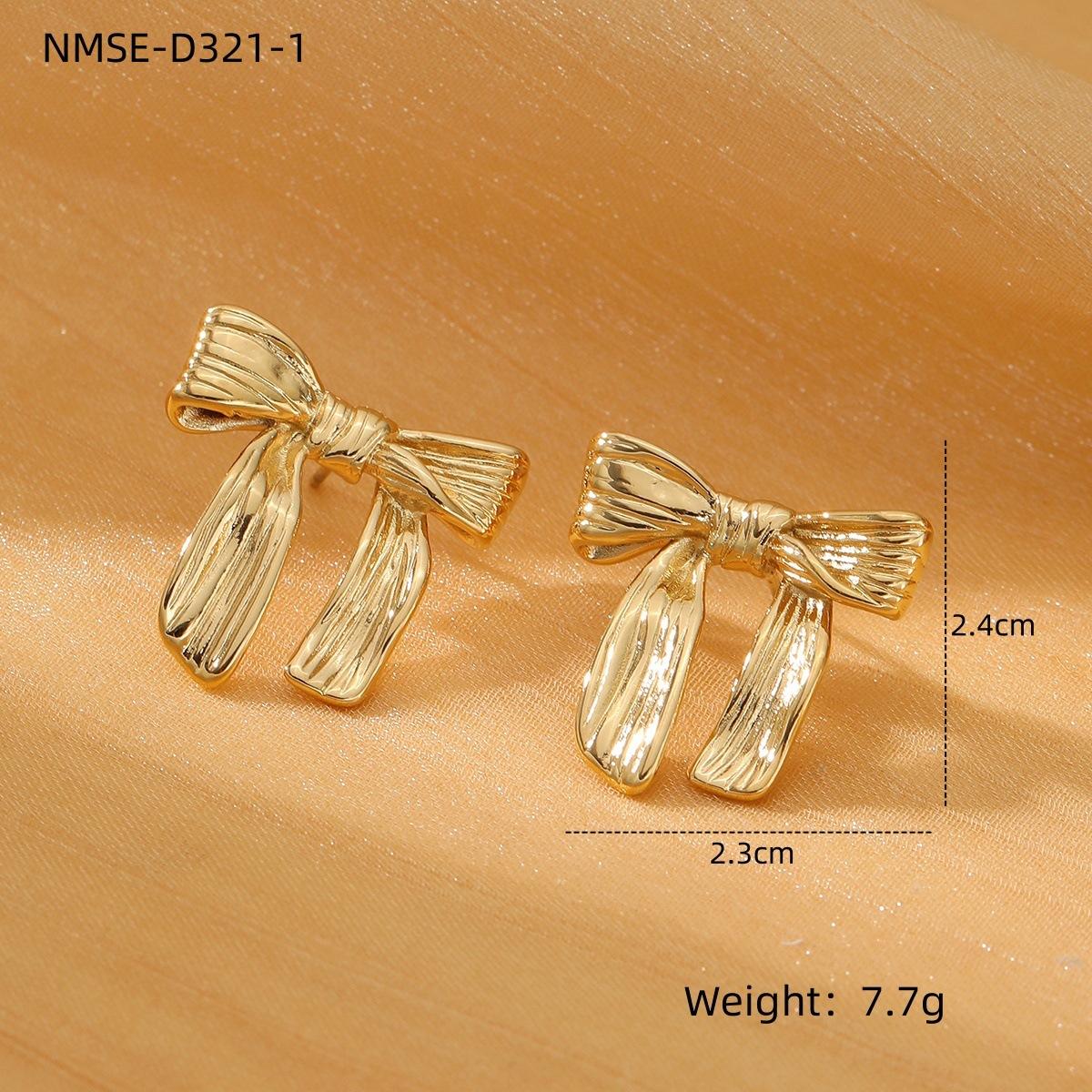 GEMCHIC Women s Sweet Bowknot Stainless Steel Earrings 18K Gold Plated Fashion Jewelry
