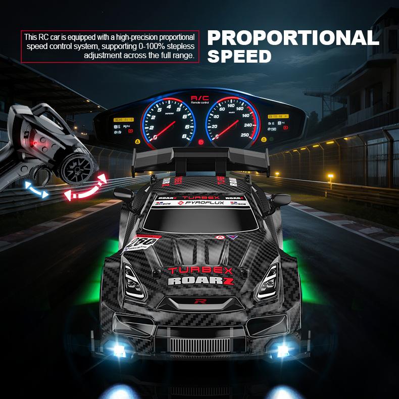2026 Portable 2.4G Wireless 4-wheel Drive Drift RC Car 1:24 Scale with Cool Lights Stepless Speed Kids Remote Control Vehicle Christmas Birthday Gifts