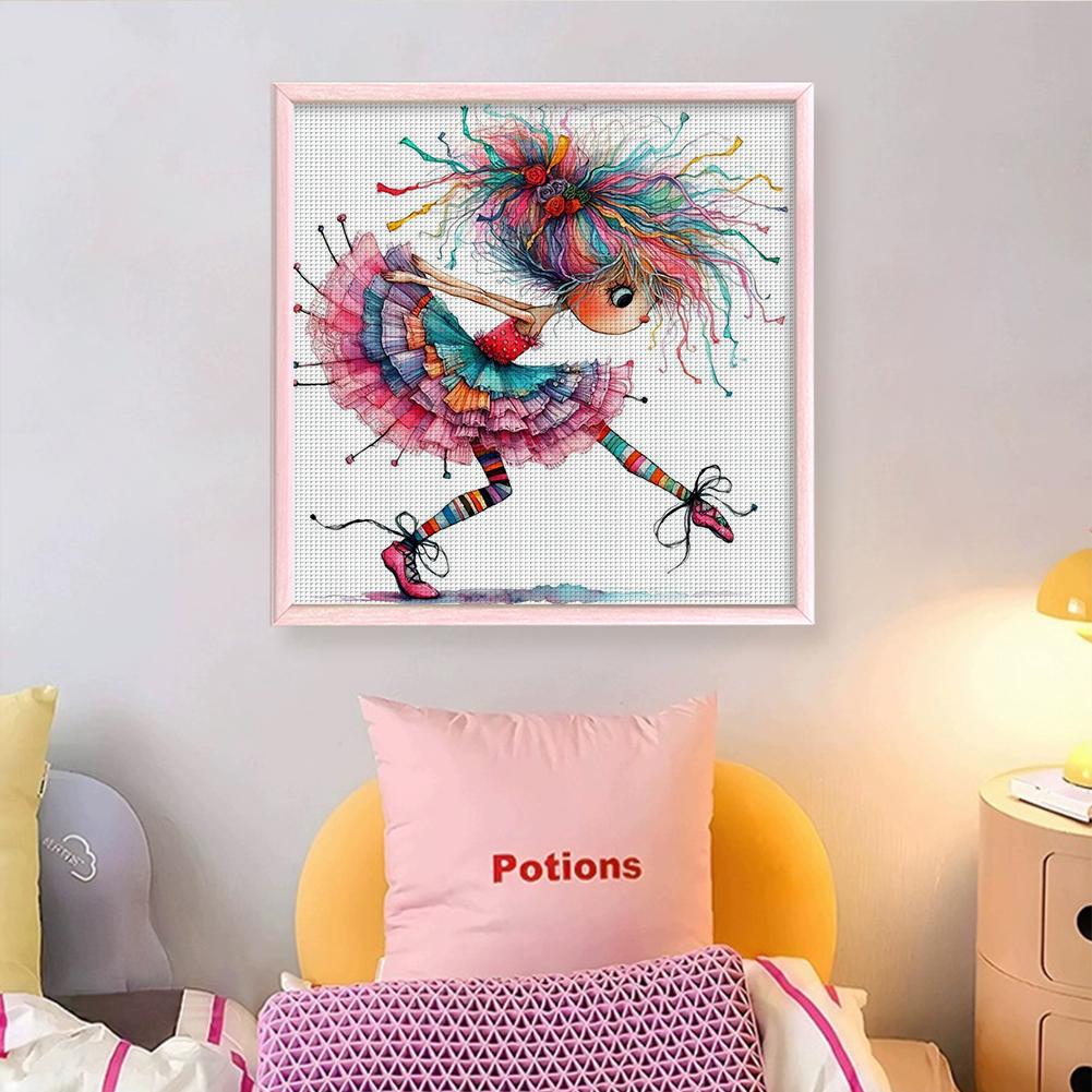 Full Embroidery Eco-cotton Thread 11CT Printed Girl Cross Stitch Kit Art