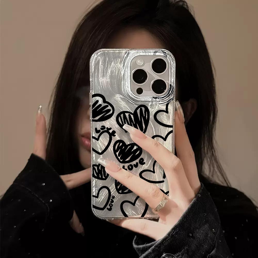 Minimalist Pink Love Cute Case For iPhone 16 17 Pro Max Cases iPhone 11 12 13 ProMax 14 15 16 Plus 8 XS XR Shockproof Drop Cover