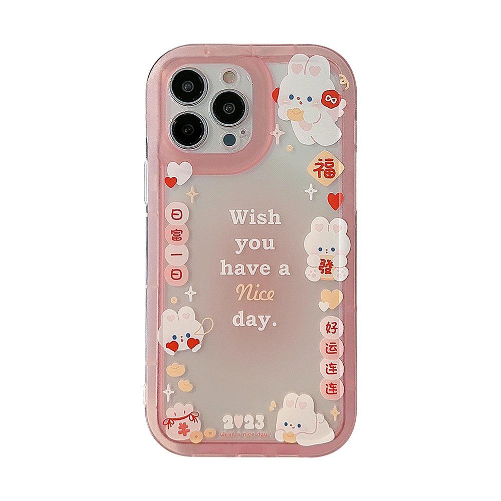 Ins Pink Rabbit Bunny Rich 2023 Protector Shell For Iphone 13 12 Promax 14 Pro Max Plus 11promax Cartoon Phone Case Conque