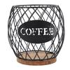 Large Capacity Coffee Pod Holder Wire Wooden Base Coffee Pod Storage Basket Easy Access Stylish Look Desktop Coffee Pod Storage