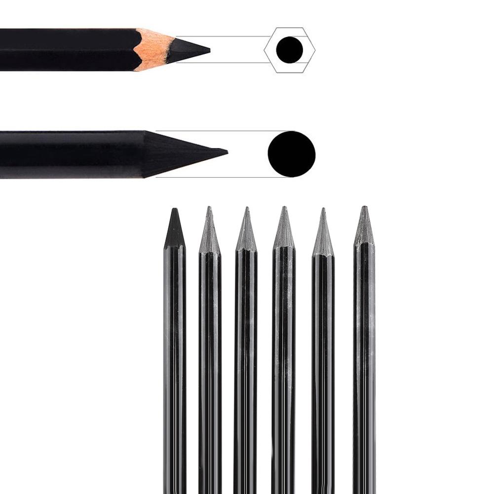 6 Stück Kohle Skizzenstift Professioneller Holzmalstift Schreibwaren Kunstbedarf 2B 4B 6B 8B EE HB