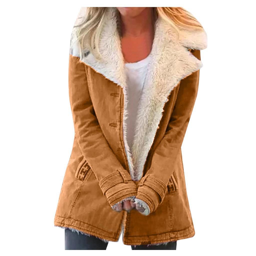 2026 New Women's Solid Color Fleece-Lined Hooded Coat, Mid-Length Plush Jacket with Long Sleeves, Warm Thermal Puffer Jacket for Autumn Winter