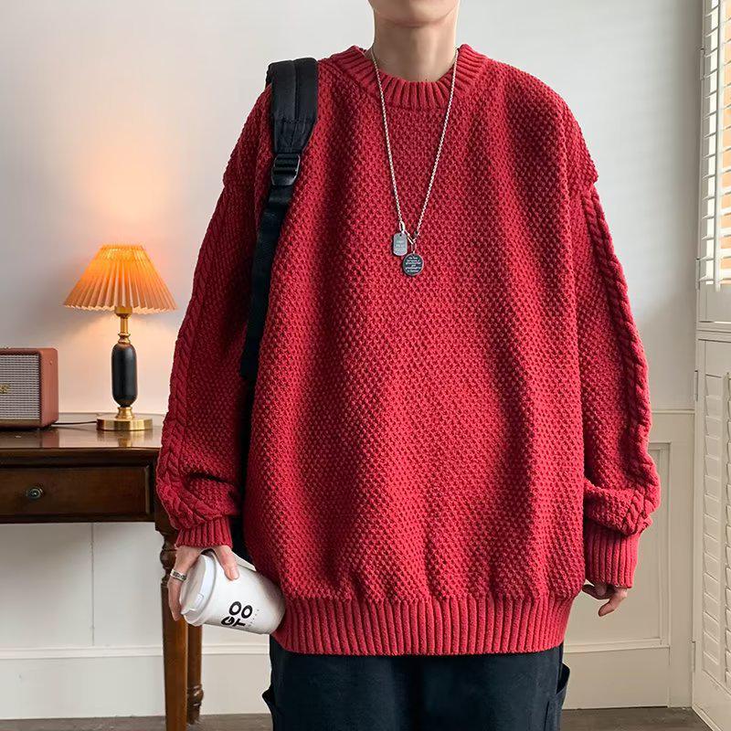 

Мужской модный утолщенный свитер в корейско-японском стиле на осень/зиму - Свободный крой, в стиле Ins Hong Kong, ленивая куртка Double Extra Large красный