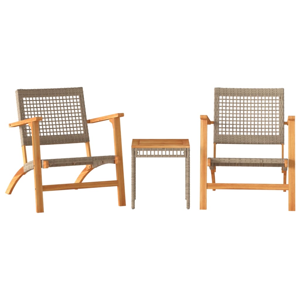 Vidaxl 3-Cz. Bistro Meubelset, Beige, Polyrattan En Acaciahout