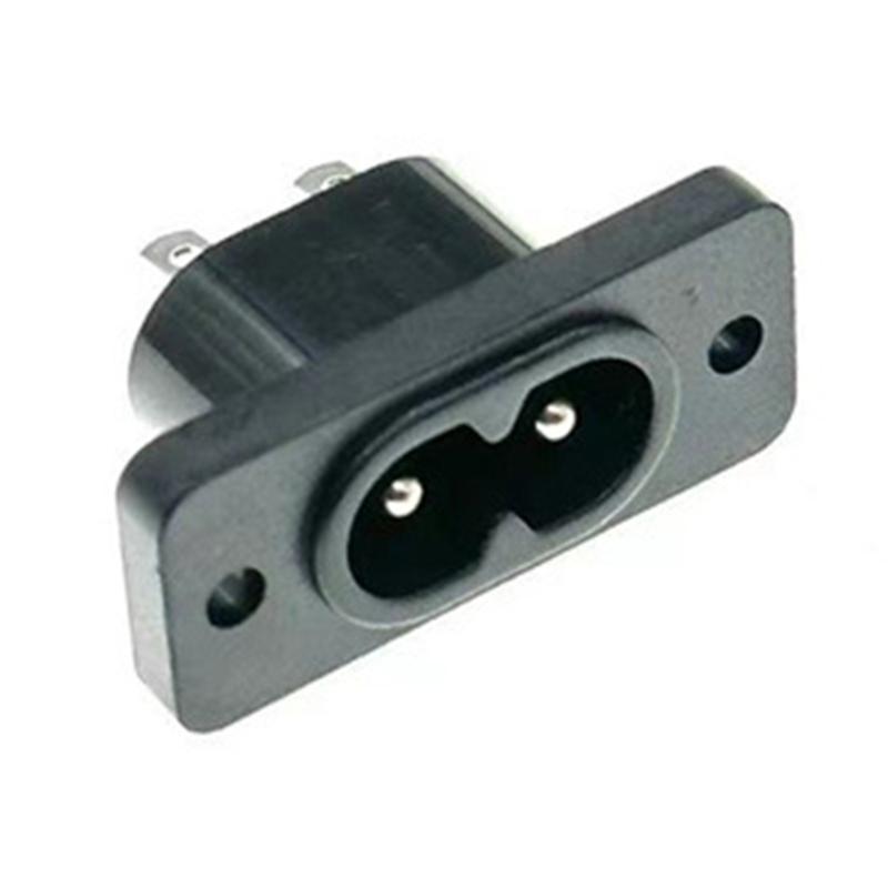 Durability 8 Shape Connectors C8 Panel Mount Plug Adapter For Convenient Power Management AC250V 2.5A 2Pin Plug