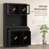 Tall Kitchen Sideboard with 4 Cabinets. 2 Drawers and a Central Shelf. 100x40x180cm. Black