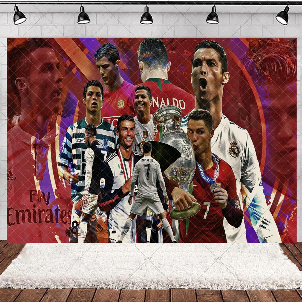 Spanish Football Player Theme Party Decoratiaons Soccer Star Balloon Set Boy Birthday Party Supplies Cr&7 Backdrop Banner Props