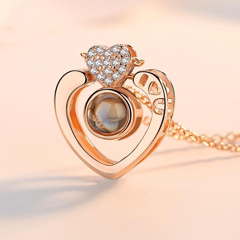 Double Love Temperament Versatile I Love You Projection Collarbone Chain