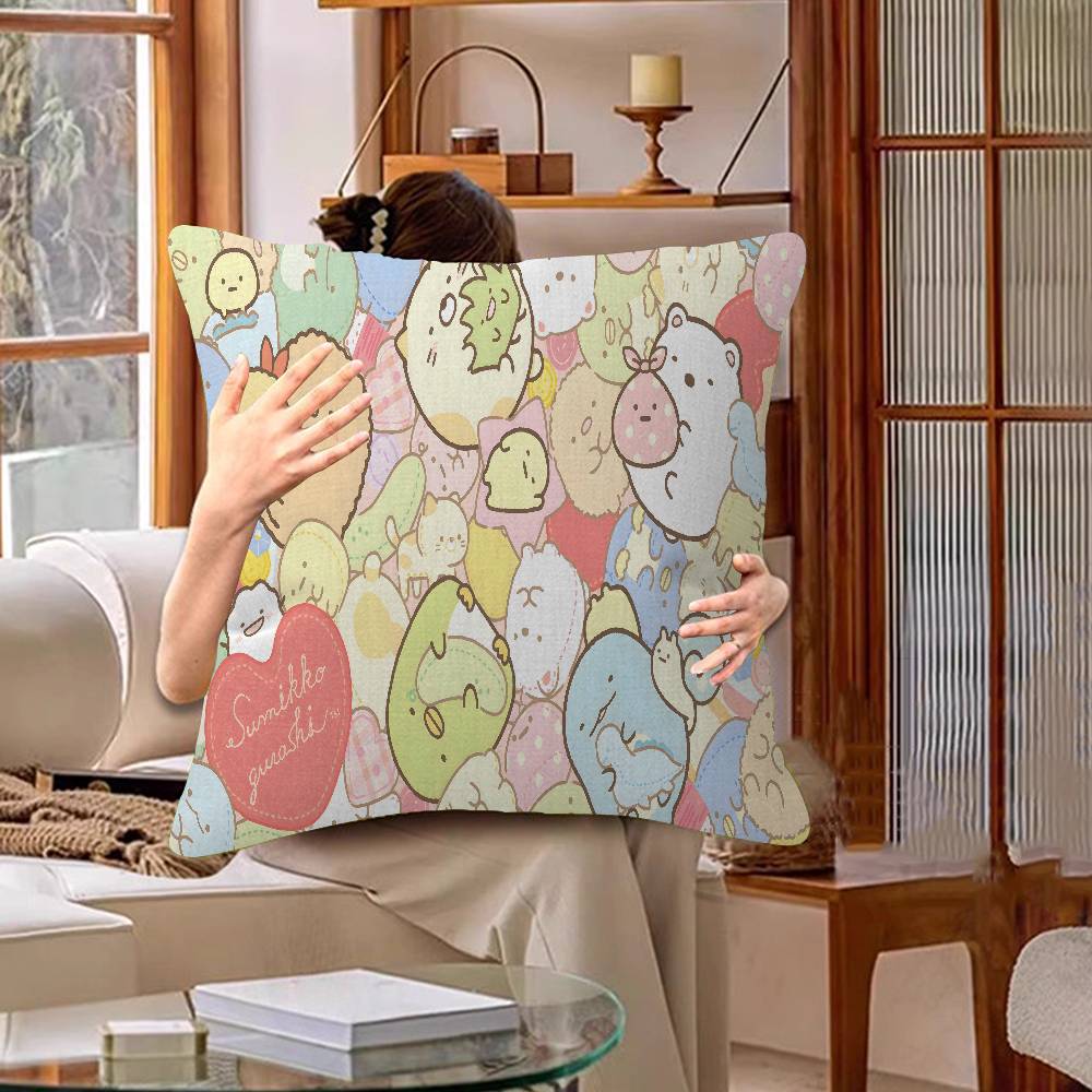 Cartoon S-Sumikko Cute G-Gurashis Pillow Cover Sofa Cushion Cover Home Room Decoration Children Gift
