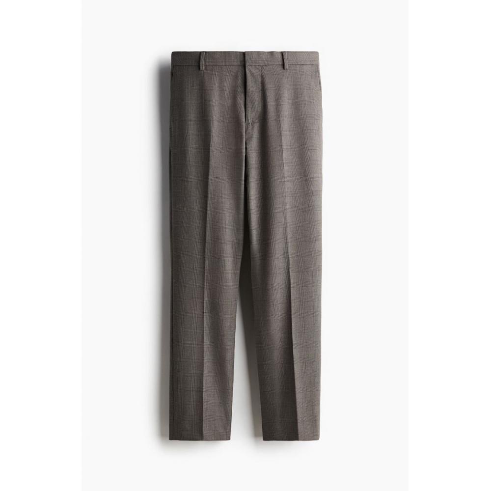 

H M sliM Fit Suit Pants Brown cHeck 42