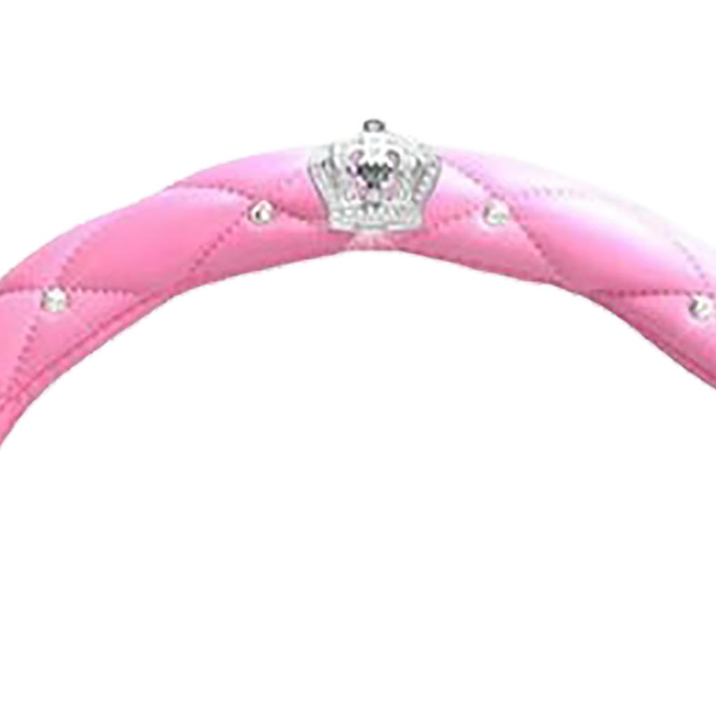 Women Steering Wheel Cover Cute Universal Antislip Pu Lether Rhinestones Car Steering Wheel Cover