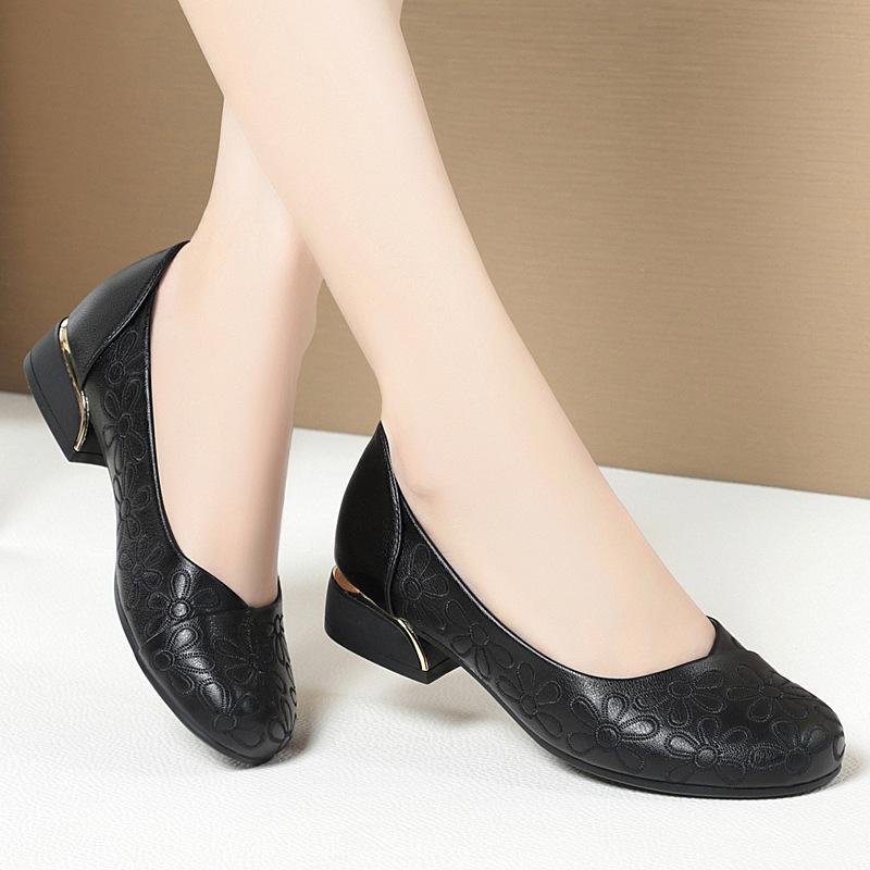 

Женские туфли на плоской подошве с круглым носком, мягкая подошва, неглубокий носок, женская кожаная обувь, удобная обувь 39 чёрный