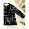 Women's Crew Neck Long Sleeve Top Black Bottom White Handwritten English Letters Postmark Full Printed Pocket Casual Top