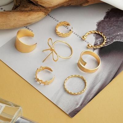 Punk Vintage Ring Set Women's Gothic Heart-shaped Hip Hop Y2K Fashion Men's Gift Jewelry