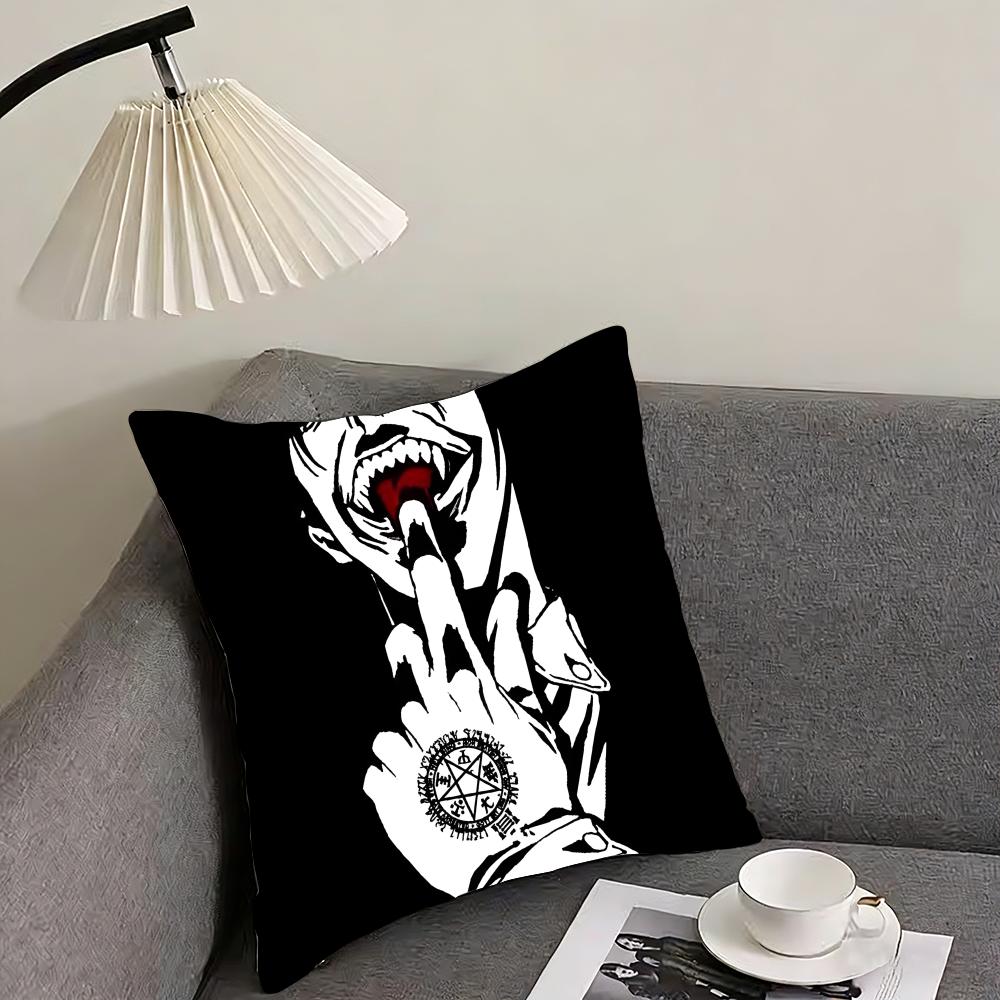 Anime hellsing ultimate Cushion Cover Reversible Plush Pillow Cover – For car, sofa, bedroom, perfect as a gift.