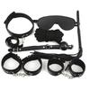 Schwarz Rotes Leder 7-teiliges Fessel-Set Handfesseln für Paare BDSM Flirten Spanking Bestrafen Rollenspiel Kinky Erwachsenen Sexspielzeug