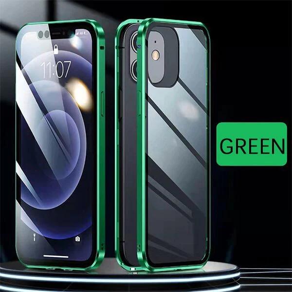 

Магнитный чехол с защитой от подглядывания для iPhone 14, 13, 12, 11 Pro Max, двухсторонняя защита от шпионажа, металлический бампер, чехол для телефона For iPhone 11Pro Max зелёный