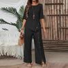 Women's Asymmetrical Top and Wide Leg Pants Set
