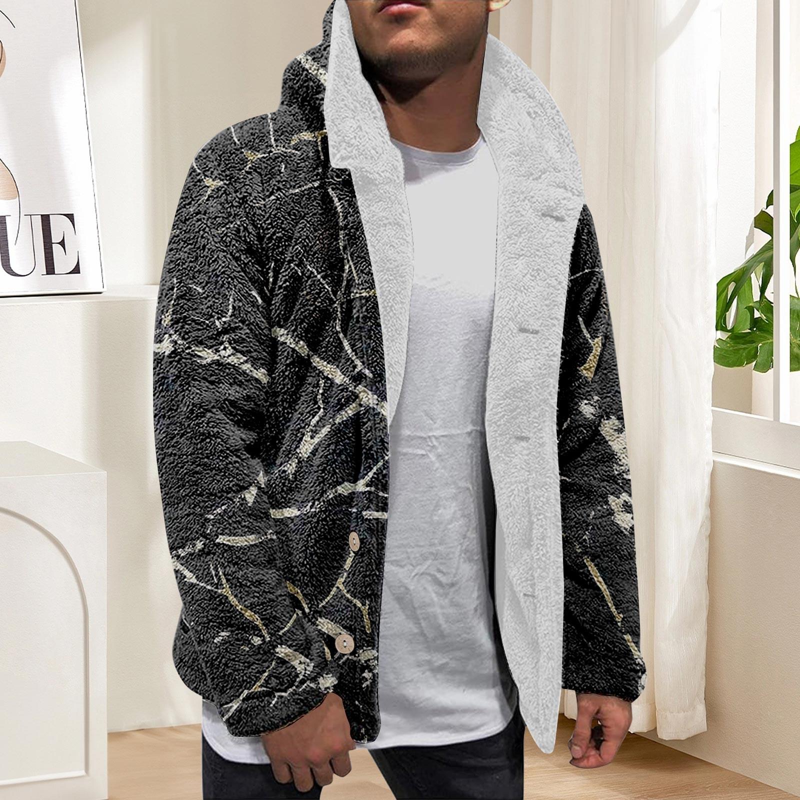 Толстовка с капюшоном для мужчин большие пальто с капюшоном куртка свитер топы верхняя одежда зимний кардиган на пуговицах L чёрный 2718₽