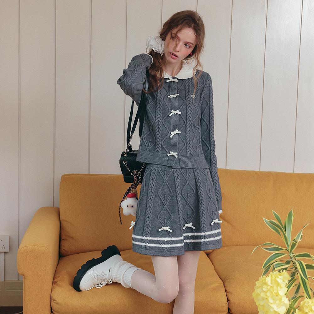 Ceme Adu Cest_Bow Cable Knit Skirt