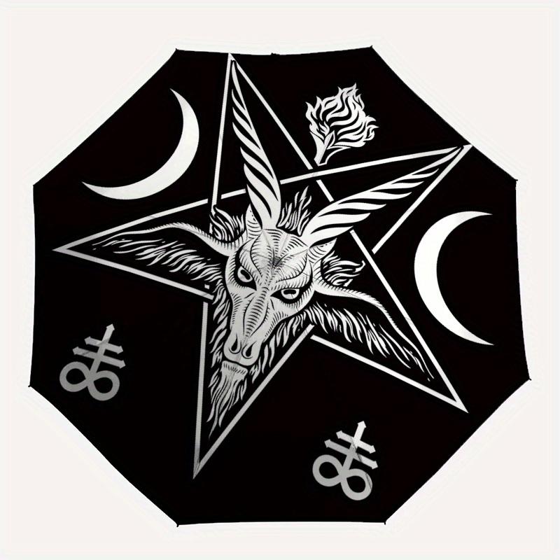 Baphomet Goat Head Pentagram Occult Symbol Sticker Decal Laptop Car Window Wall Bumper Sticker 5" Umbrella, Cute Umbrella with Cute Design, Portable 3
