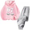 67 Fun Kids Set Cartoon Print Tracksuit Casual Fashion Outfit Children's Hoodies Set Fashion Trend Set Pants Suits