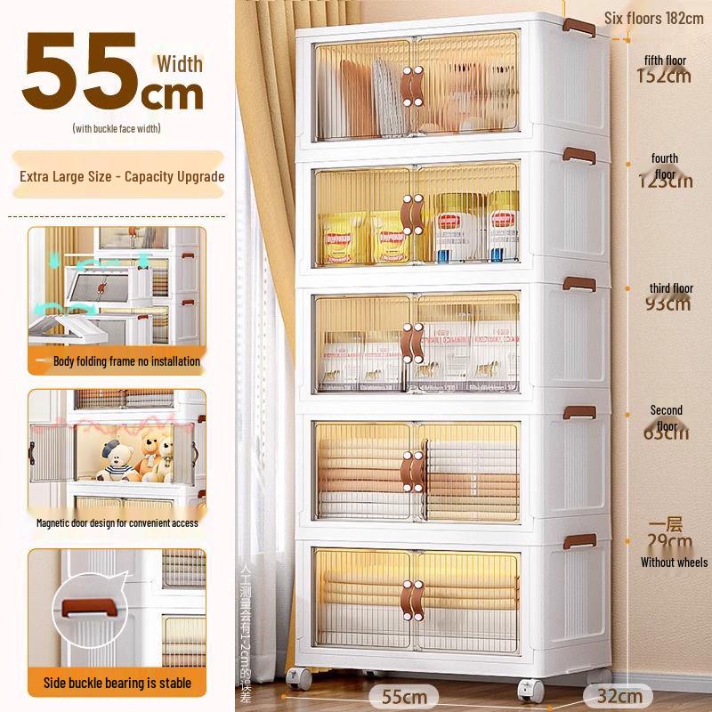 Mobile Storage Cabinet with Shelves - Kitchen, Bedroom, Living Room - No Installation Needed