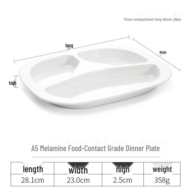 Chuzhou A5 Melamine Three-Compartment Meal Plate