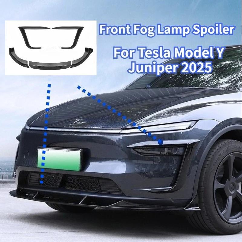 Front Fog Lamp Spoiler for Tesla Model Y Juniper 2025+ Front Bumper Wind Knife Spoiler Trim ABS Car Modification Accessories