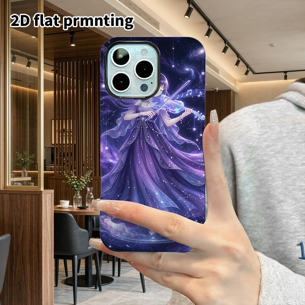 Phone Case: 2D Flat Design Suitable for iPhone 18 17 16 15 14 13 Pro Film Protective Case, Couple Style, Violin Girl, Christmas and Halloween Gifts