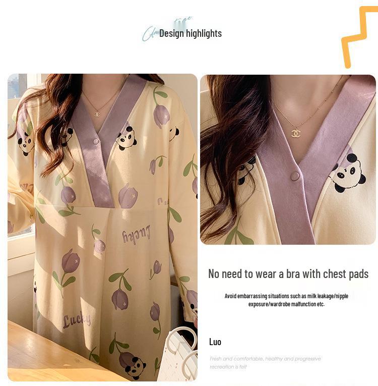 Maternity Labor and Postpartum Two-Piece Set: Summer/Autumn Nursing Gown and Inpatient Skirt for Pregnant Women