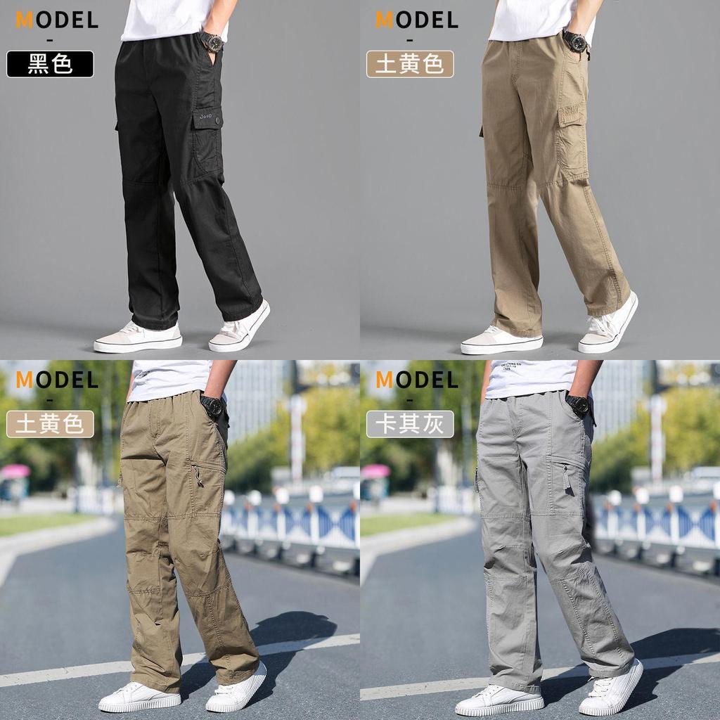 Cotton Cargo Pants Men With Multipockets Durable Workwear For Casual Wear