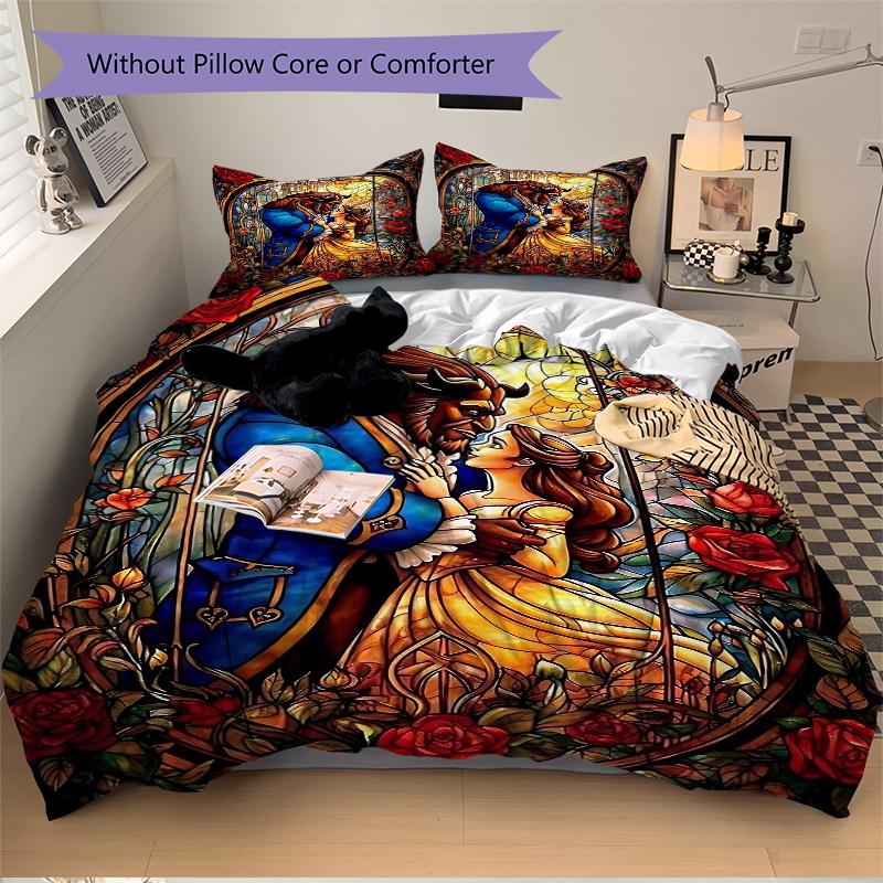 Beauty Beast Romance Print 3Pcs Bedding Setduvet Cover With 2 Bedropillowcase Home Birthday Gift