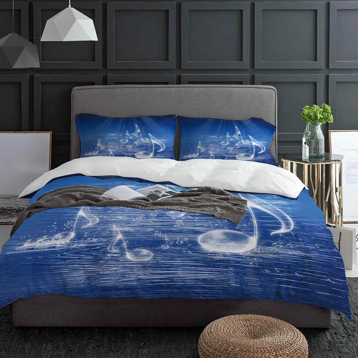 

Blue Music Symbol Bedding Set 3pcs Boys Girls Duvet Cover Pillowcase Kids Adult Quilt Cover Double Bed Set Home Textile EU single(135x200cm)