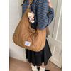 Quilted Embroidered Padded Bag for Women, Simple and Versatile Crossbody Bag, Elegant Down-filled Soft Shoulder Bag, Cute Embroi