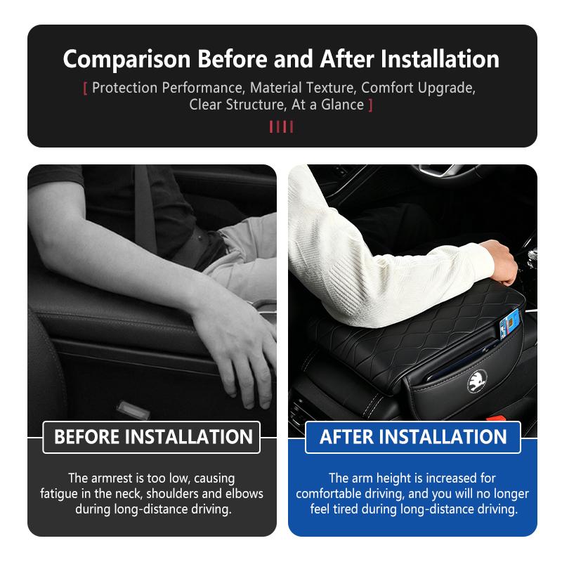 Leather Car Armrest Mat Height Support Pad Storage Accessories For Skoda Fabia 1 2 Octavia a7 RS Superb Rapid Yeti Karoq Vision  JC6