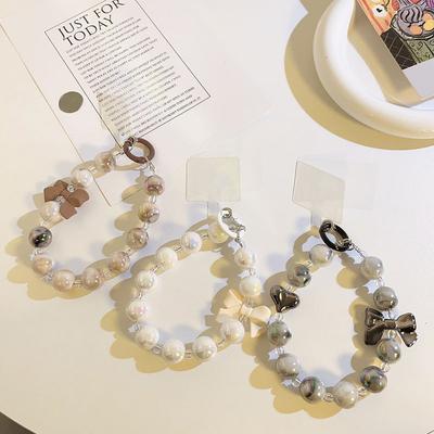 Ins Pearl Colorful Mobile Phone Straps Flower Beaded Pendant Keychain Creative Phone Chain For iPhone 11 12 13 14 15 16 Pro Max
