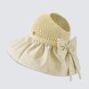 Summer can tie ponytail sunscreen hat women's new fashion foreign style sun hat trendy vinyl empty top bucket hat