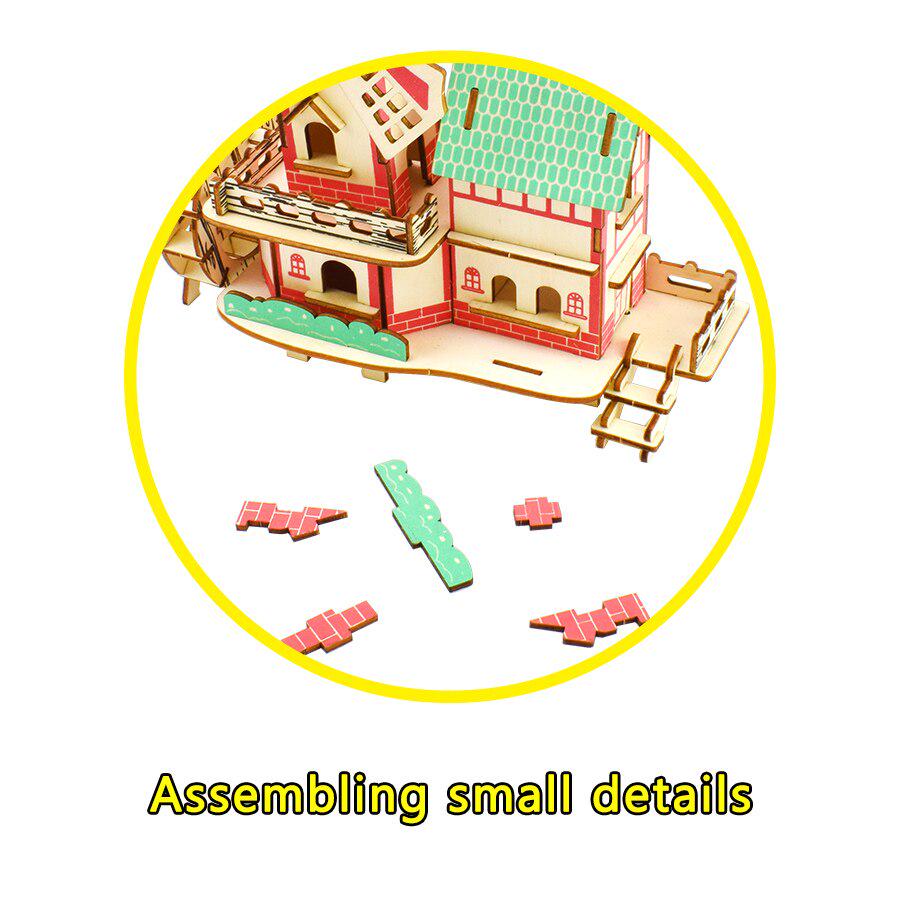 3D Wooden Puzzle Toys Jigsaw Architecture DIY Windmill Castle Construction Pattern Kids Puzzles Learning Educational Toys Gifts