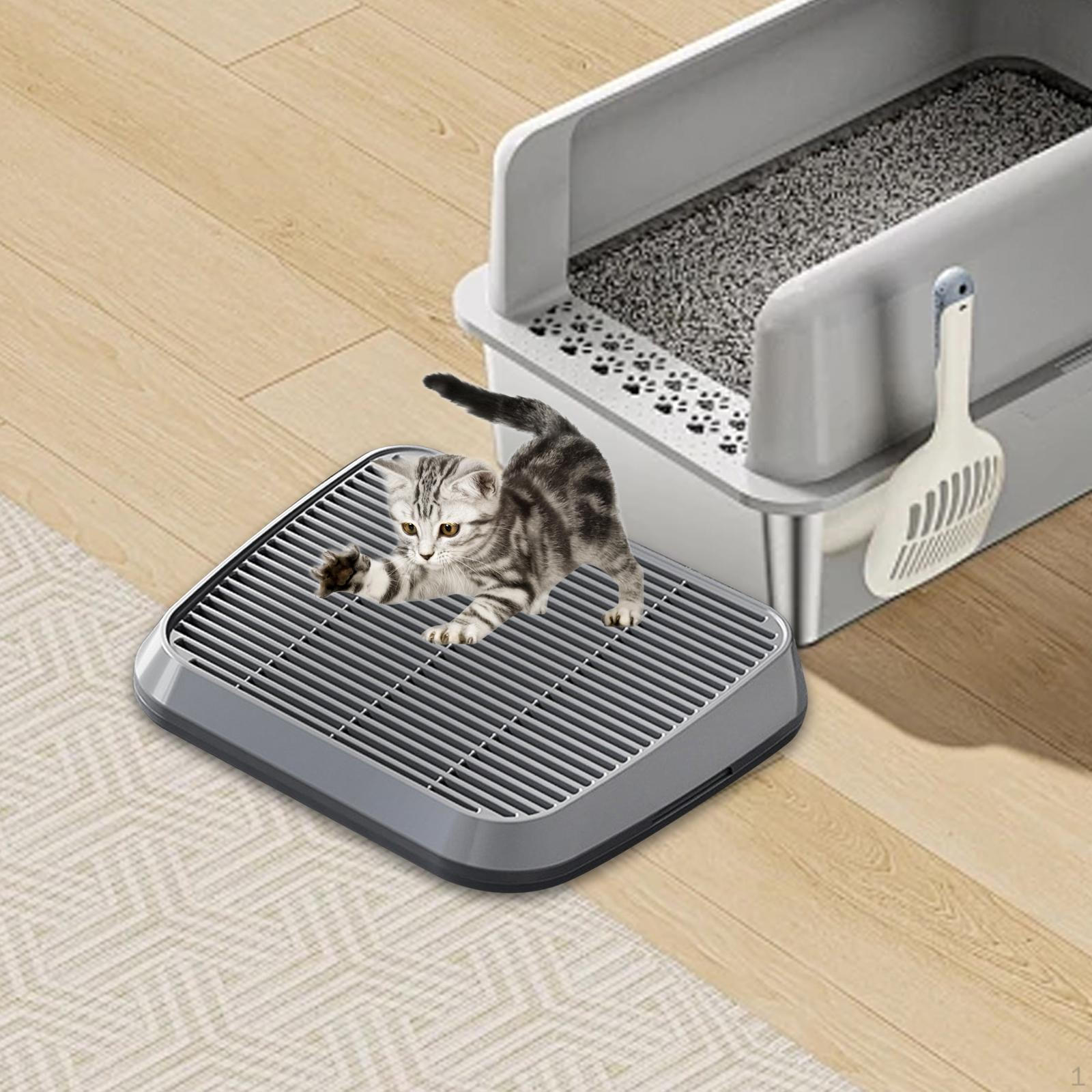 

Коврик для кошачьего туалета двухслойный устойчивый к царапинам многоразовый водонепроницаемый моющийся ловушка темно-серого