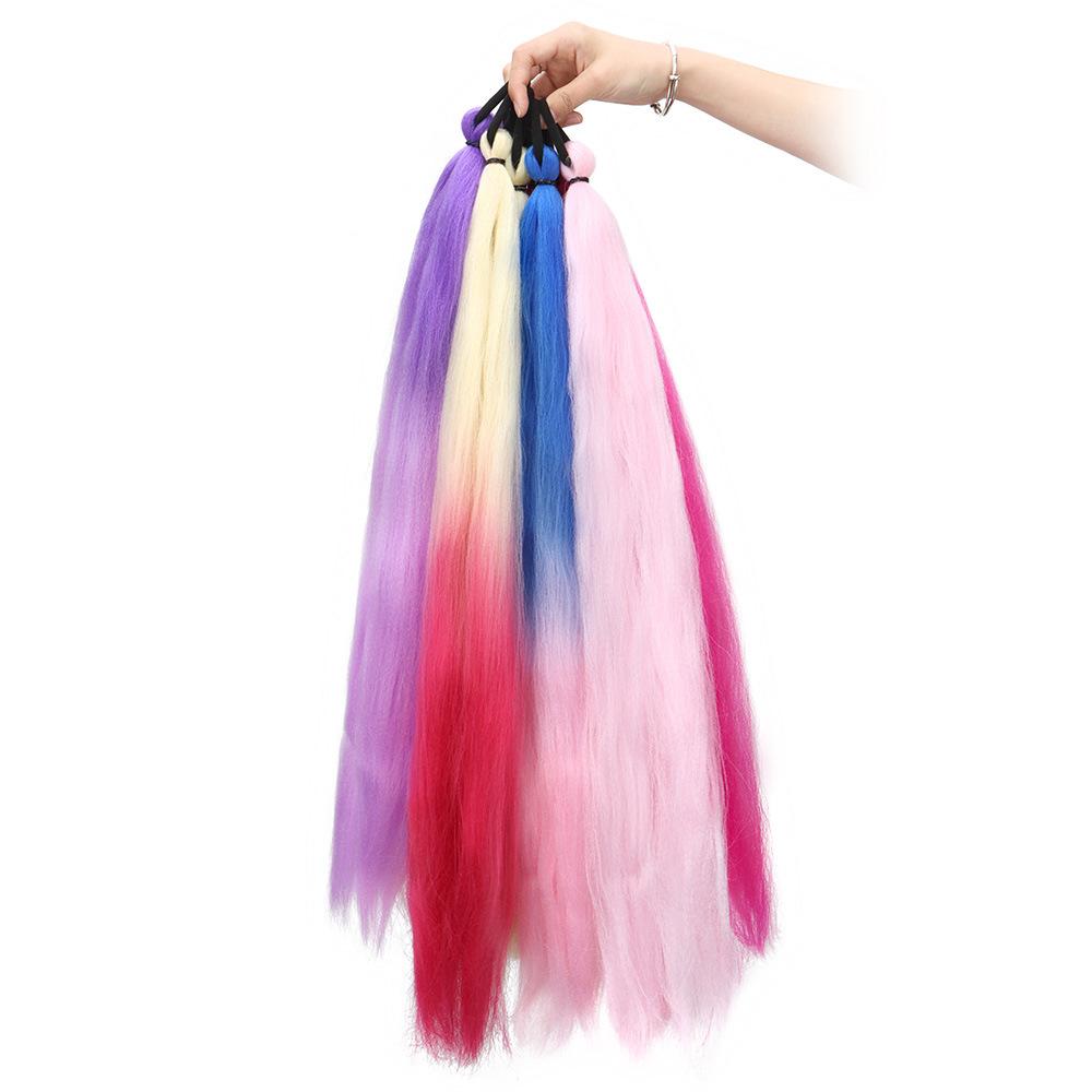 Estensione per Coda di Cavallo Intrecciata con Elastico Avvolgente Capelli Sintetici Coda di Cavallo Blu Degradé 26 Pollici