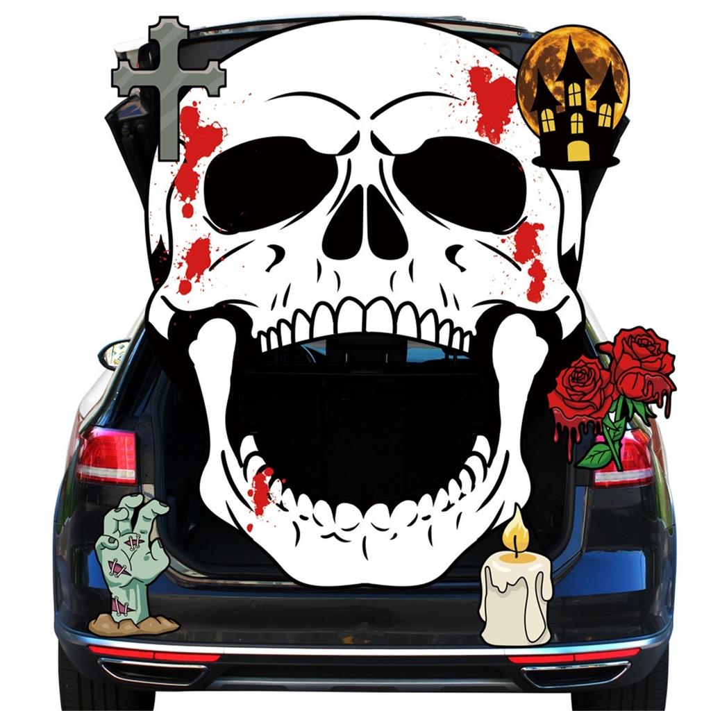 Decorations Kit - Halloween Car Decorations For SUV, Scary Witch Face Sticker Car Decor For Outdoor Garage Archway Door Wall Window Haunt