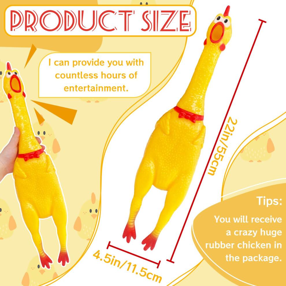Xeehwb 22 Inch Crazy Huge Rubber Chicken Yellow Squeeze Chicken Toys Squeaky Chicken Dog Toys Squawking Prank Novelty Gag Gift