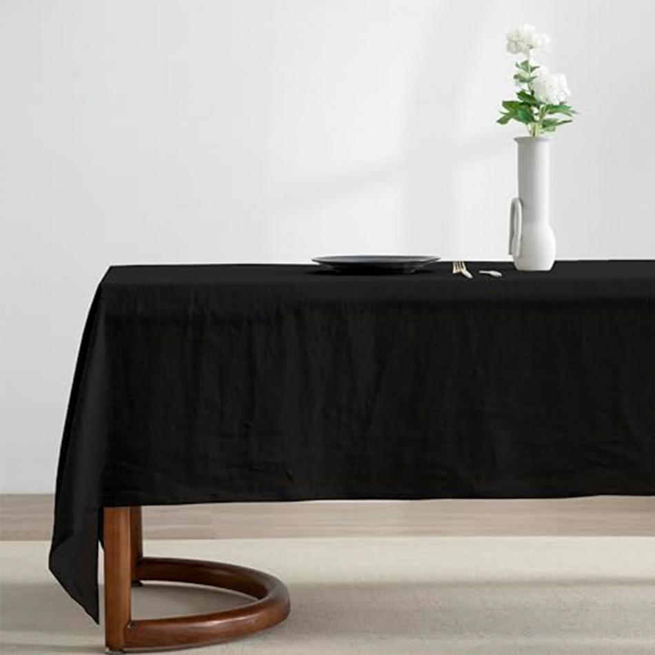 100% Linnen Tafelkleed, Franse Steenwassing Sterk Comfortabel Stofbestendig Tafelkleed, voor Bruiloft Feest Keuken Eettafel Decor 90X90CM zwart