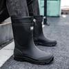 Botas de Lluvia Estilo Alemán para Hombre hasta Media Pantorrilla - Modernas, de Suela Gruesa, Zapatos de Goma para Trabajo, Cocina, Lavado de Coches, Pesca y Protección contra el Agua.