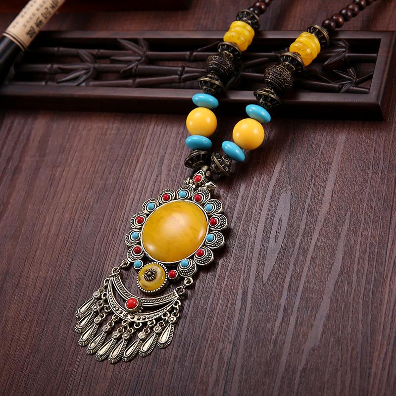 Lan Die Yunnan Tibetan Ethnic Necklace Sweater Chain Pendant Ornament Jewelry.