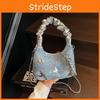 Small Butterfly Cloud Shaped Pu Bags Handbag Ruched Detailing Strap Shoulder